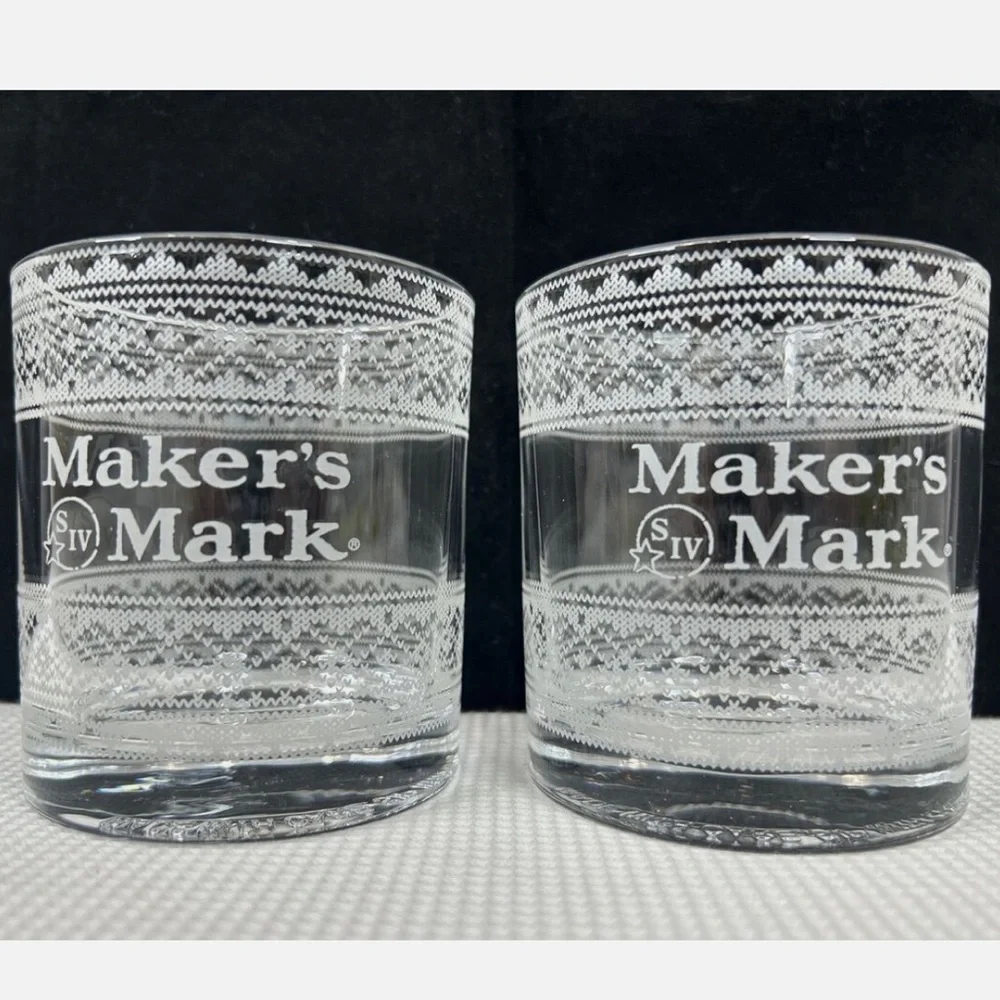 Set of 2 limited edition Marker’s Mark holiday sweater Rocks glasses!
